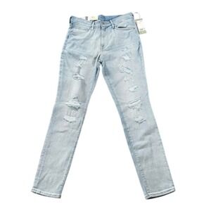 HM Skinny Fit Stretch Distressed Jeans Light Wash Blue Ripped Denim 31x32